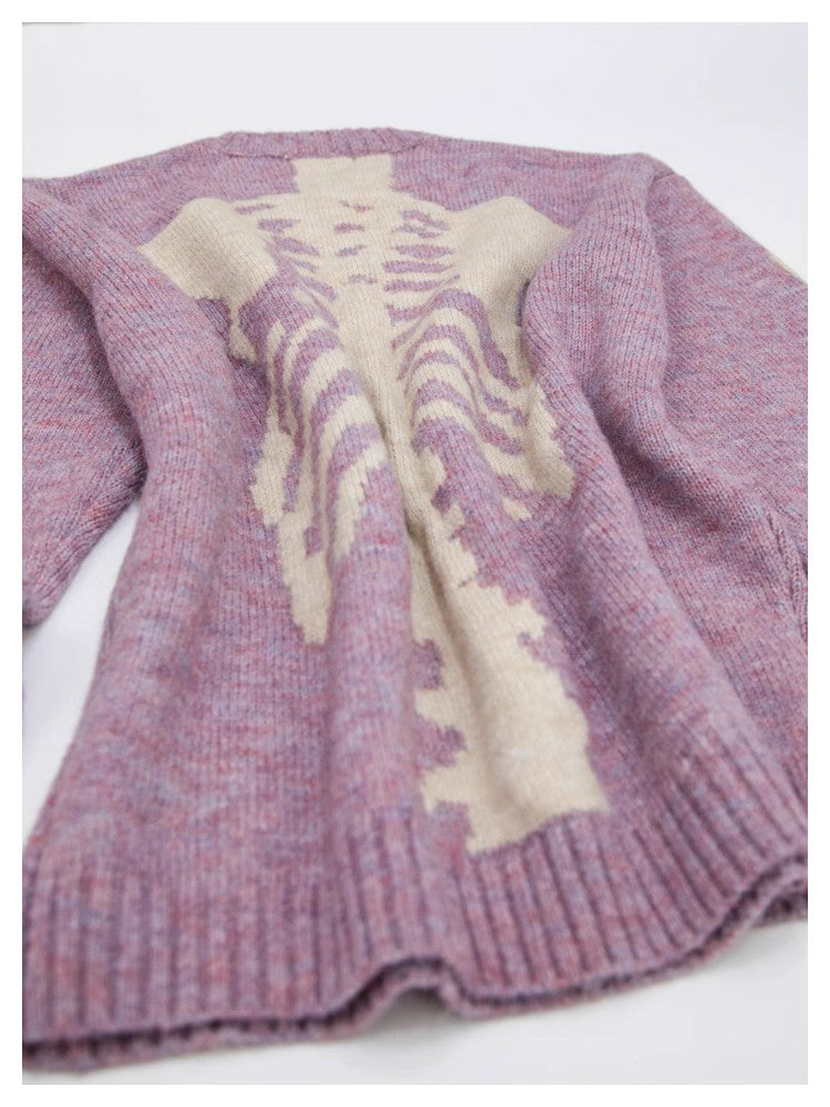 Japanese retro bone knitted sweater pullover