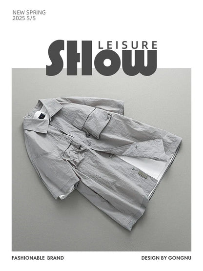 Japanese Retro Loose Short-Sleeve Cargo Shirt – Versatile Nylon Men’s Summer Top – Japanese vintage | yamalin clothes | Yamalinclothes