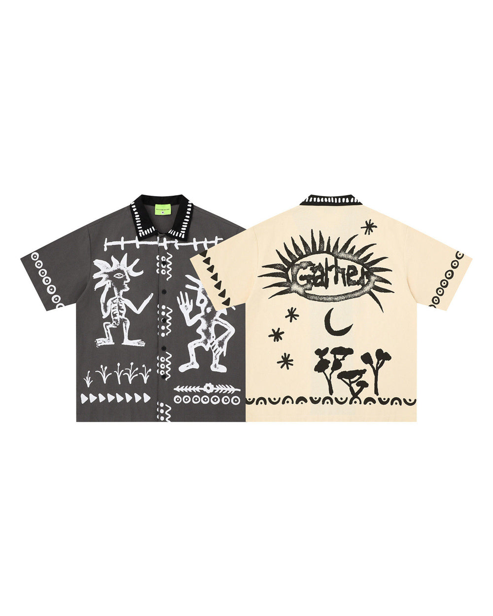 Cartoon Graffiti Print Shirt – Loose Vintage Unisex Streetwear