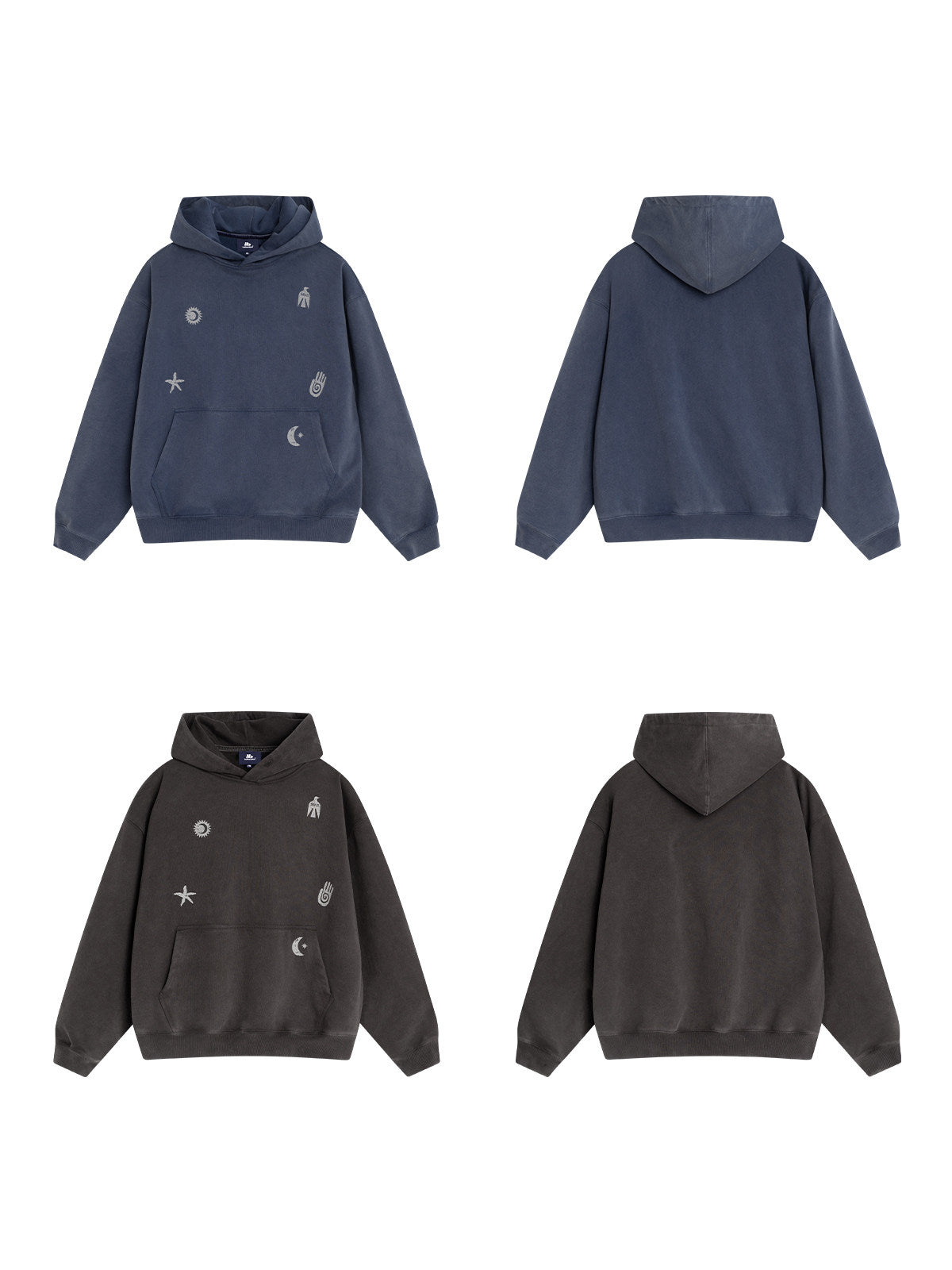 Graphic Hoodie – Washed Finish & Symbol Prints | Yamalinclothes