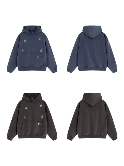 Graphic Hoodie – Washed Finish & Symbol Prints | Yamalinclothes