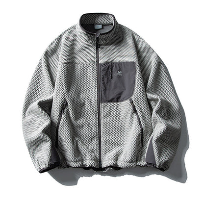 Mountain Wave Contrast Polar Fleece Jacket – Warm Outdoor Liner Jacket for Autumn Winter – Japanese vintage | yamalin clothes | Yamalinclothes