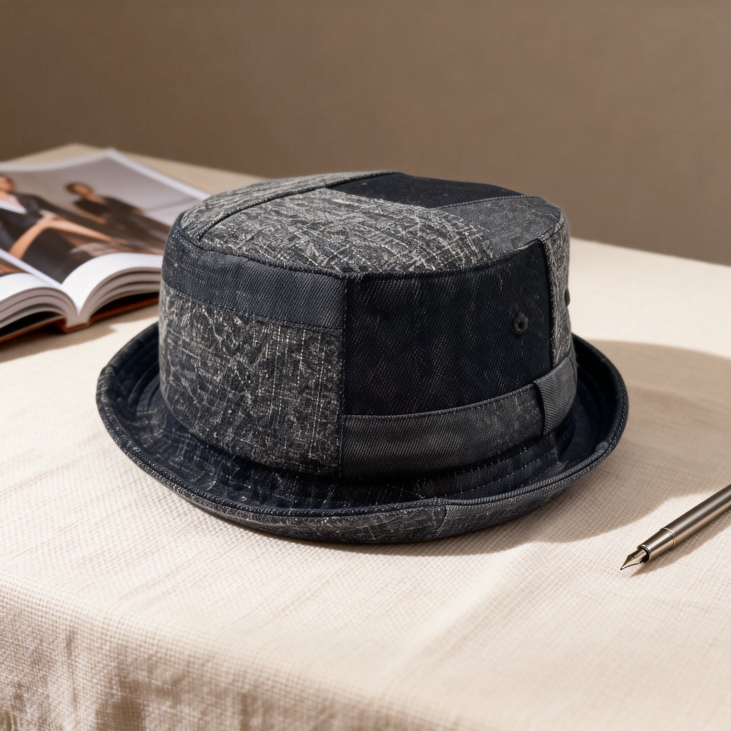 Washed Denim Wide Brim Fedora Hat – Retro Casual Breathable Unisex Sun Hat