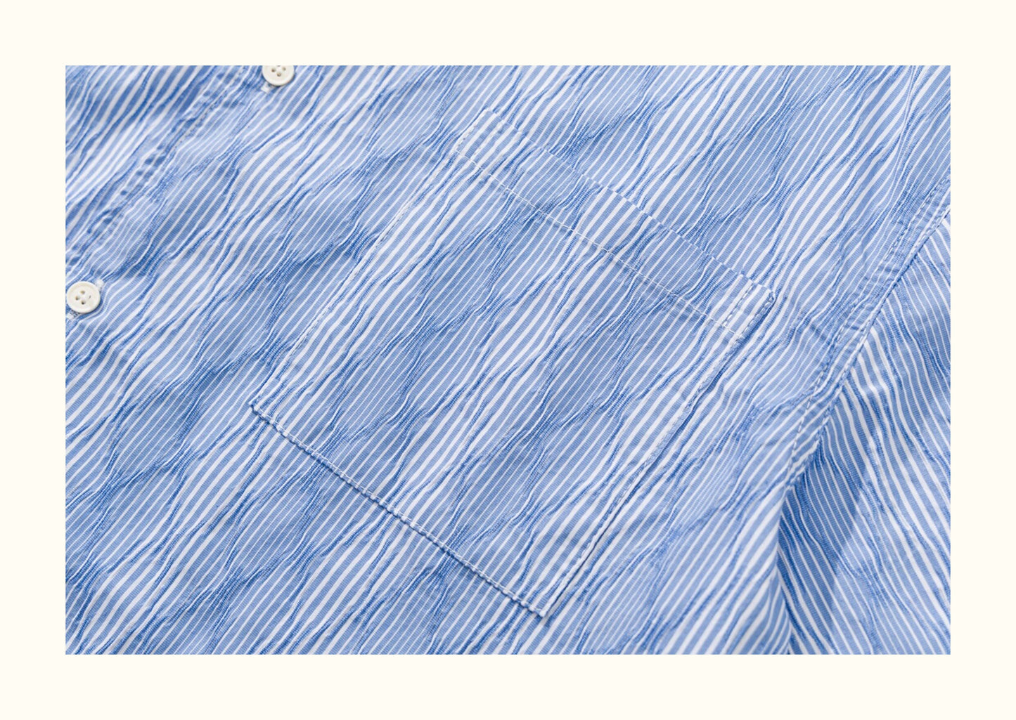Diamond Texture Striped Short Sleeve Shirt – Loose Unisex Casual Summer