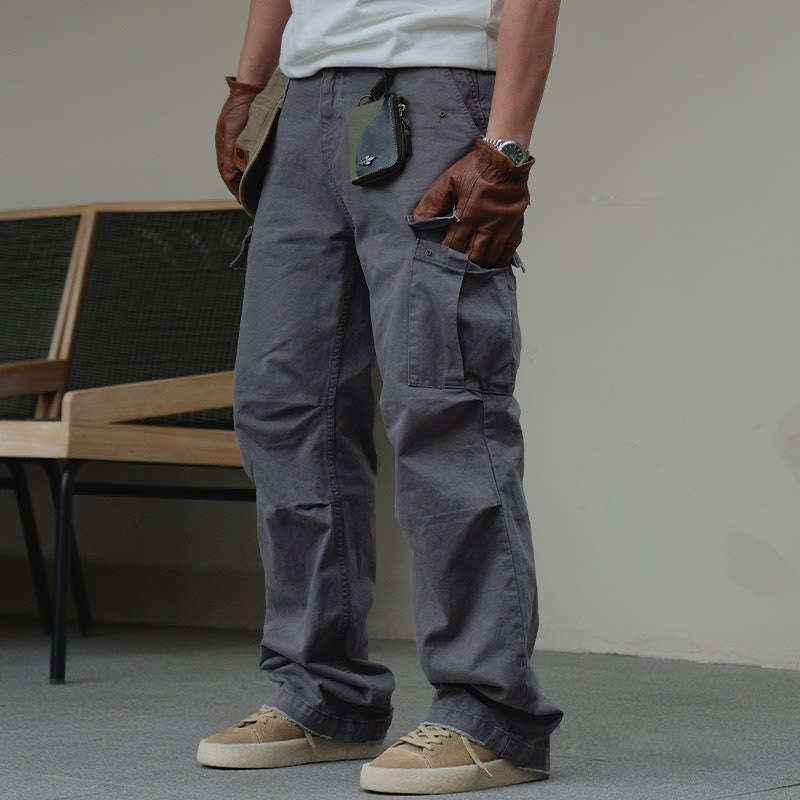 Washed Straight-Leg Cargo Pants – Heavyweight Vintage – Pants | japanese streetwear | vintage workwear | unisex | Yamalinclothes