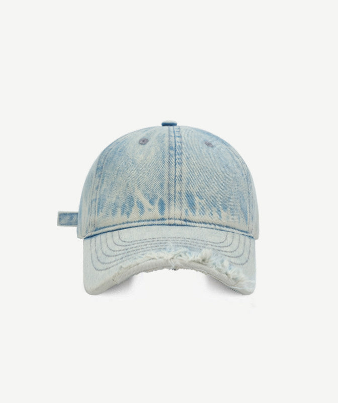 Washed Distressed Denim Baseball Cap – Curved Brim Adjustable Unisex