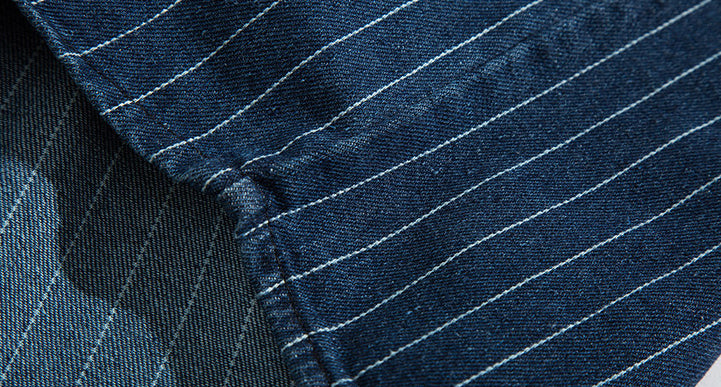 Striped Denim Shirt – Asymmetric Chest Pockets | Yamalinclothes