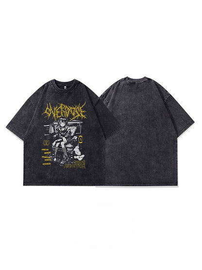 Washed Anime Print Loose T-Shirt – Vintage Unisex Streetwear