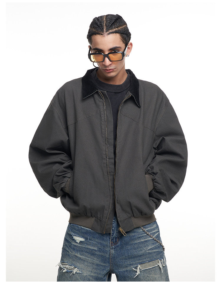 Detroit Cargo Denim Padded Winter Jacket – Retro Lapel Unisex