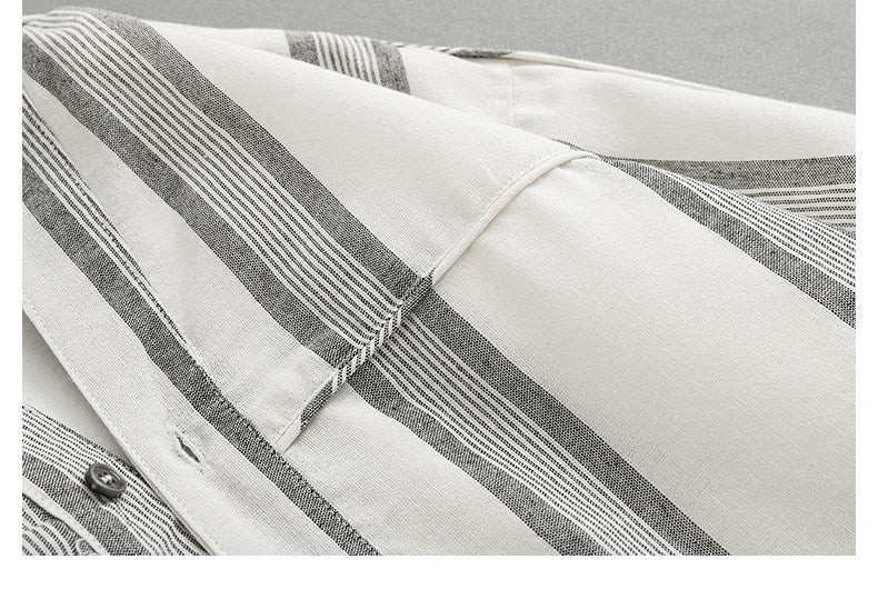 Japanese Retro Striped Shirt Jacket – Loose Fit Haori Style Outerwear for Men – Japanese vintage | yamalin clothes | Yamalinclothes