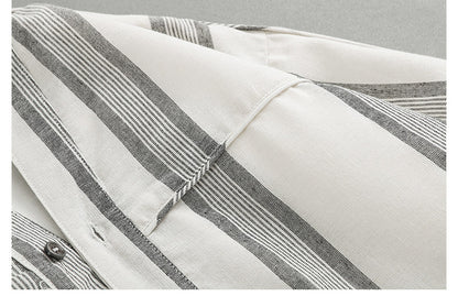 Japanese Retro Striped Shirt Jacket – Loose Fit Haori Style Outerwear for Men – Japanese vintage | yamalin clothes | Yamalinclothes
