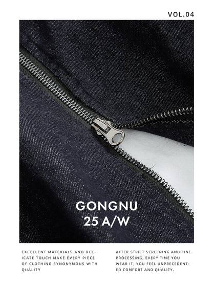 Hooded Denim Zip-Up Jacket – Japanese Vintage Loose Unisex