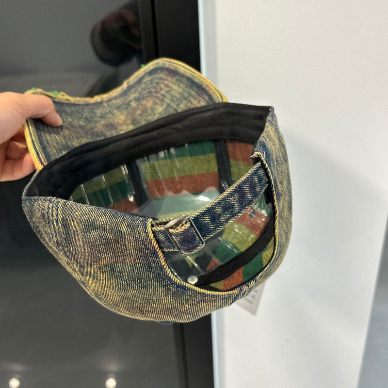 Washed Denim Baseball Cap – Vintage Embroidered Distressed Unisex