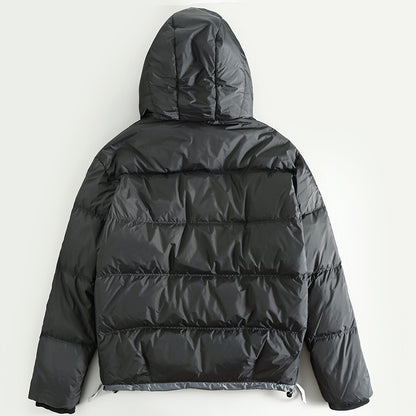 Short Hooded White Duck Down Jacket – Warm Loose Unisex – Coats Jackets | japanese streetwear | vintage workwear | unisex | Yamalinclothes