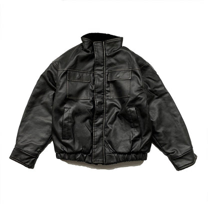 Lamb Fur Leather Jacket – Japanese Vintage Oversized Unisex