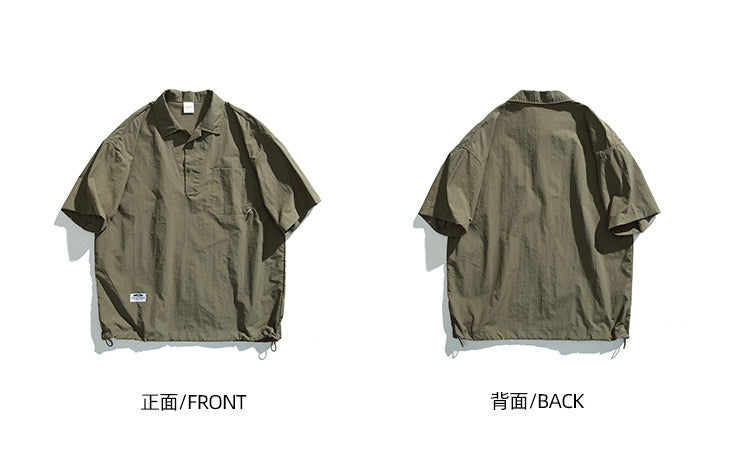 Japanese Retro Quick-Dry Short-Sleeve Shirt – Relaxed Unisex Outdoor Nylon Tee