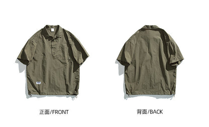 Japanese Retro Quick-Dry Short-Sleeve Shirt – Relaxed Unisex Outdoor Nylon Tee