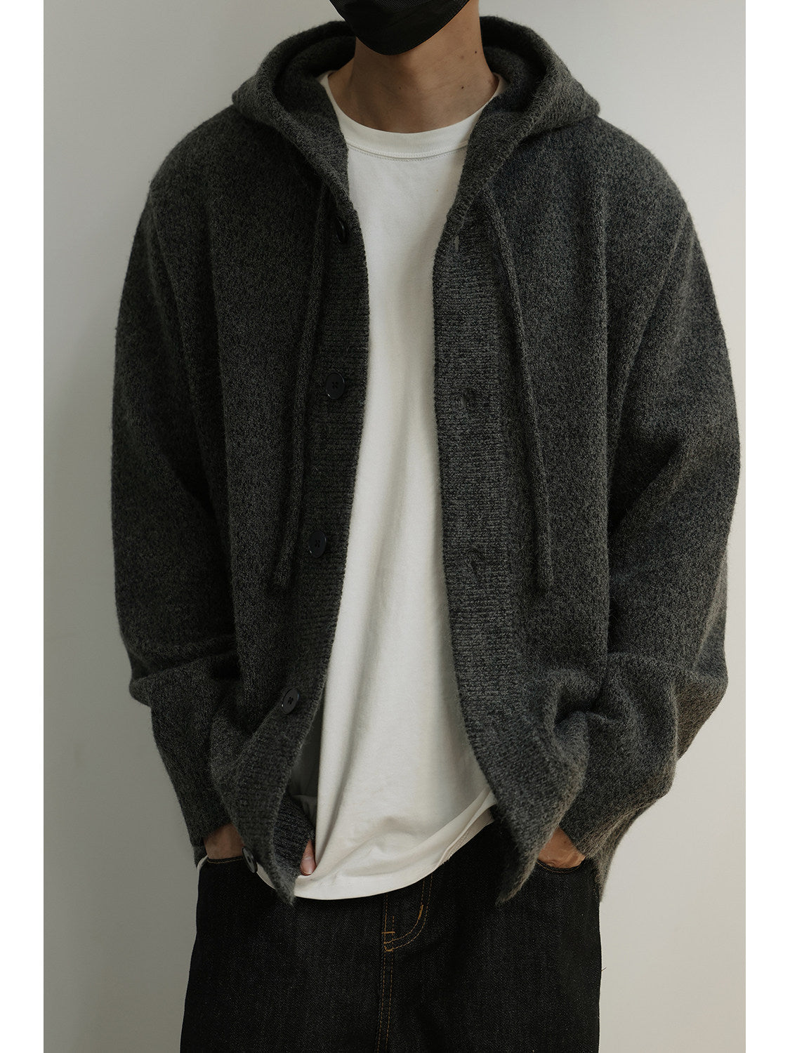 Japanese Hooded Knit Cardigan – Button-Down Lazy Couple – Japanese vintage | yamalin clothes | Yamalinclothes