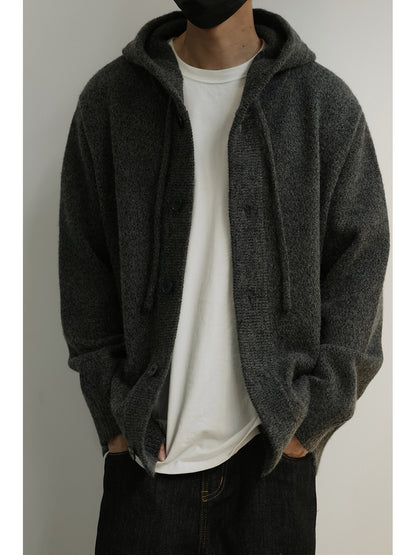 Japanese Hooded Knit Cardigan – Button-Down Lazy Couple – Japanese vintage | yamalin clothes | Yamalinclothes