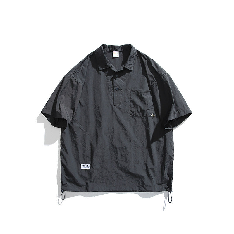 Japanese Retro Quick-Dry Short-Sleeve Shirt – Relaxed Unisex Outdoor Nylon Tee