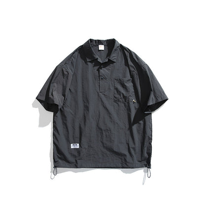 Japanese Retro Quick-Dry Short-Sleeve Shirt – Relaxed Unisex Outdoor Nylon Tee