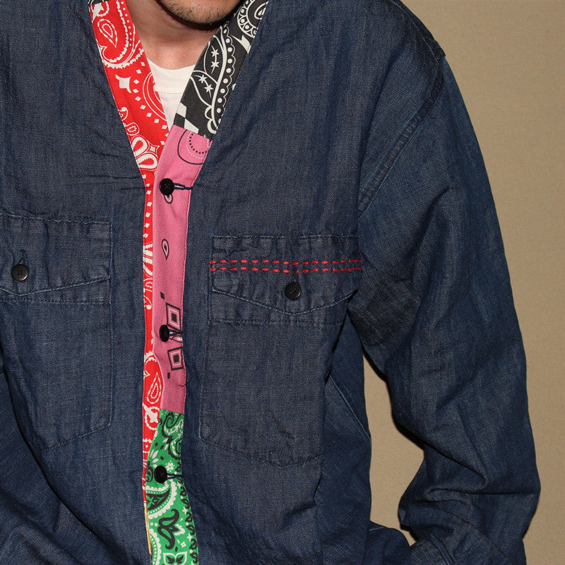 Japanese Retro Ethnic Washed Denim Kimono Jacket - Loose Vintage Workwear Shirt Robe for Men