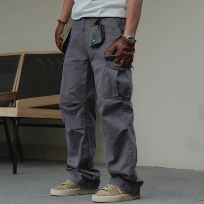 Washed Straight-Leg Cargo Pants – Heavyweight Vintage – Pants | japanese streetwear | vintage workwear | unisex | Yamalinclothes