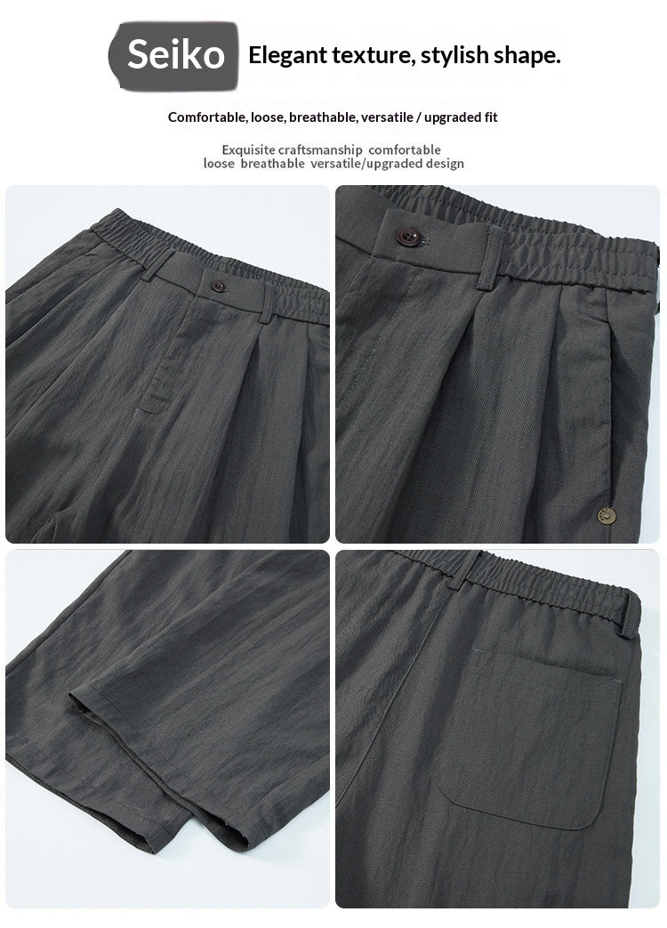 Draped Lyocell Wide Leg Pants – Loose Straight Tencel Linen Summer Ice Silk Slacks for Men – Japanese vintage | yamalin clothes | Yamalinclothes
