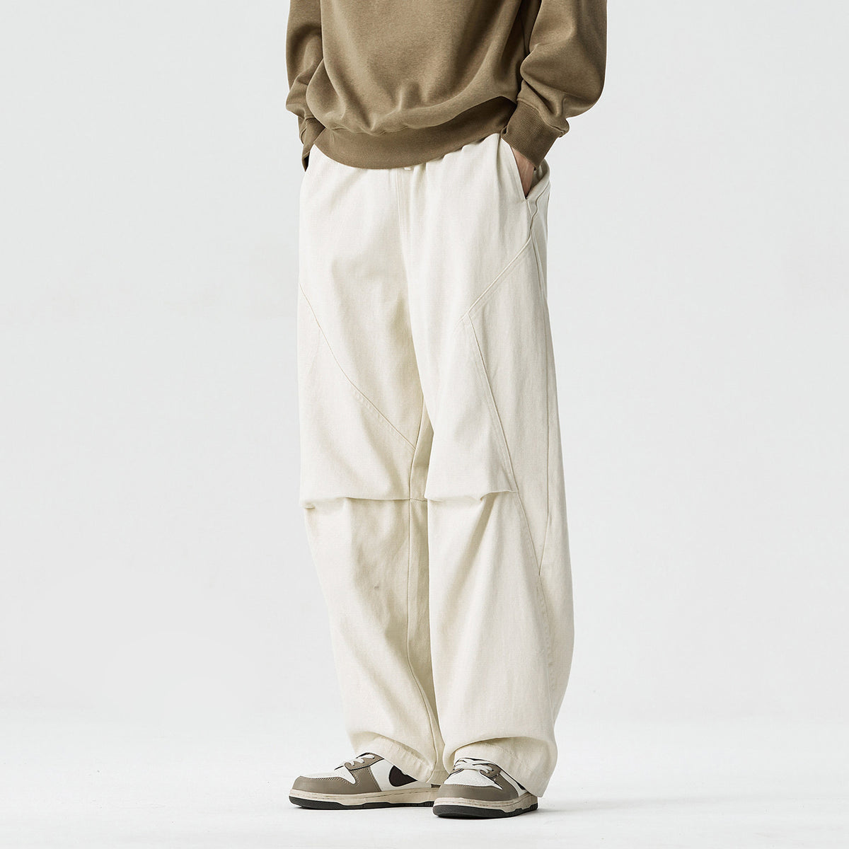 Curved-Leg Pants – Washed Finish & Panel Seams | Yamalinclothes