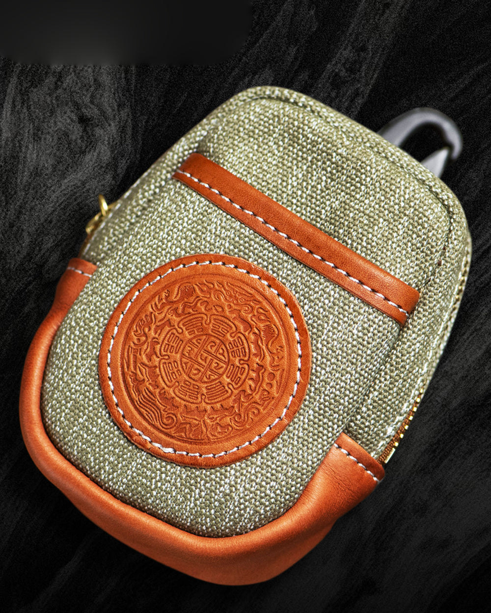 Handmade Cowhide Canvas Pouch – Vintage Leather Cigarette Case & Coin Purse