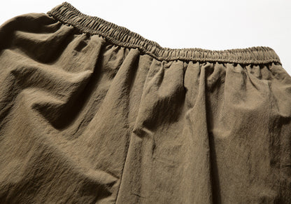 Japanese Pleated Wide-Leg Cargo Trousers – Oversized Unisex Elastic Waist Slacks