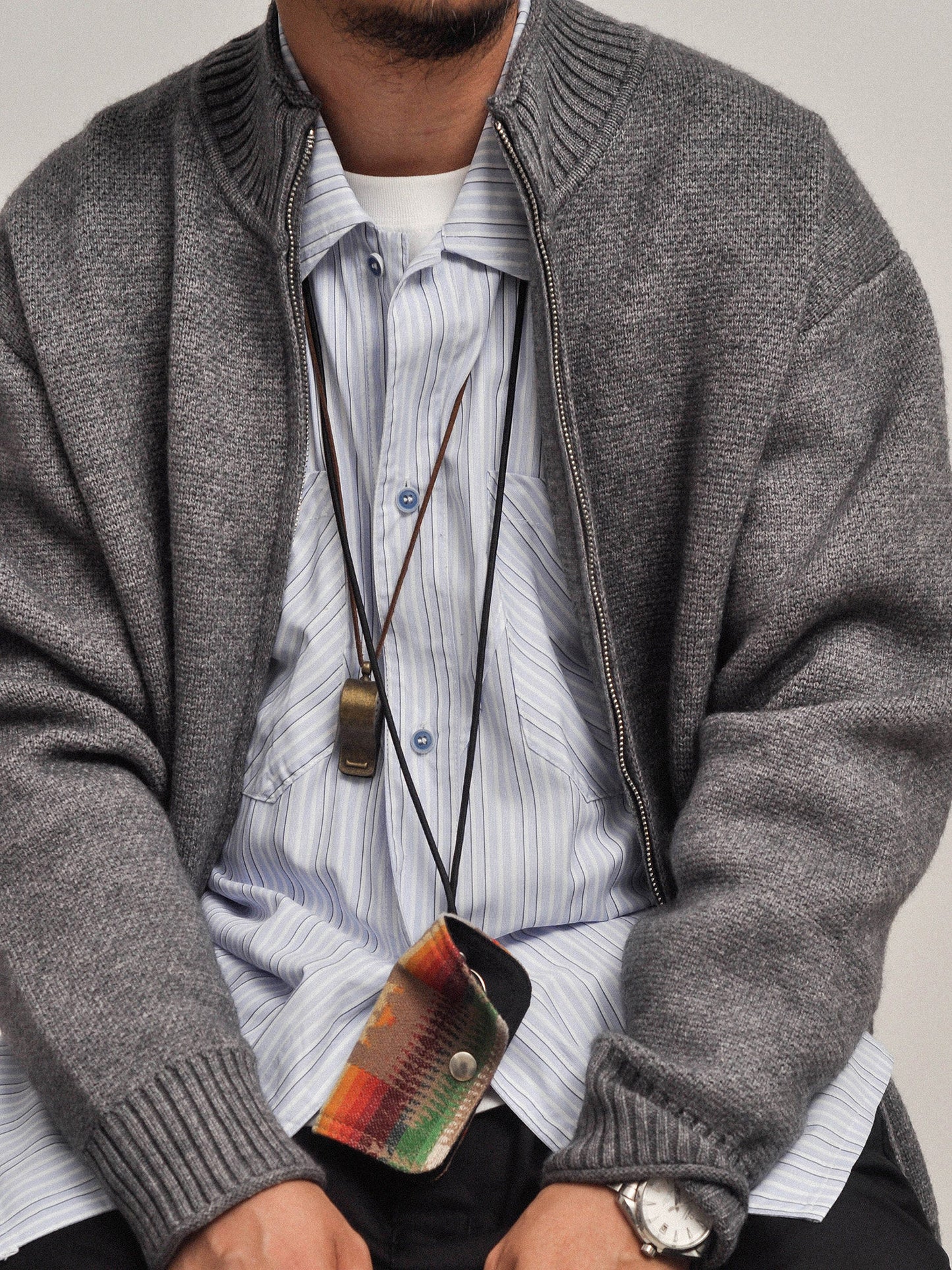 Half-Turtleneck Zip Knit Cardigan – Oversized Unisex Sweater – Japanese vintage | yamalin clothes | Yamalinclothes