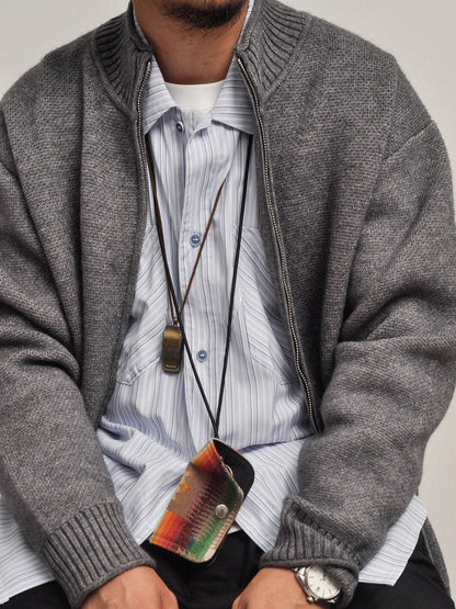 Half-Turtleneck Zip Knit Cardigan – Oversized Unisex Sweater – Japanese vintage | yamalin clothes | Yamalinclothes