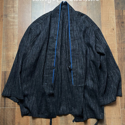 Indigo-Dyed Cotton Linen Haori Lace-Up Jacket – Chinese Japanese Unisex – Japanese vintage | yamalin clothes | Yamalinclothes