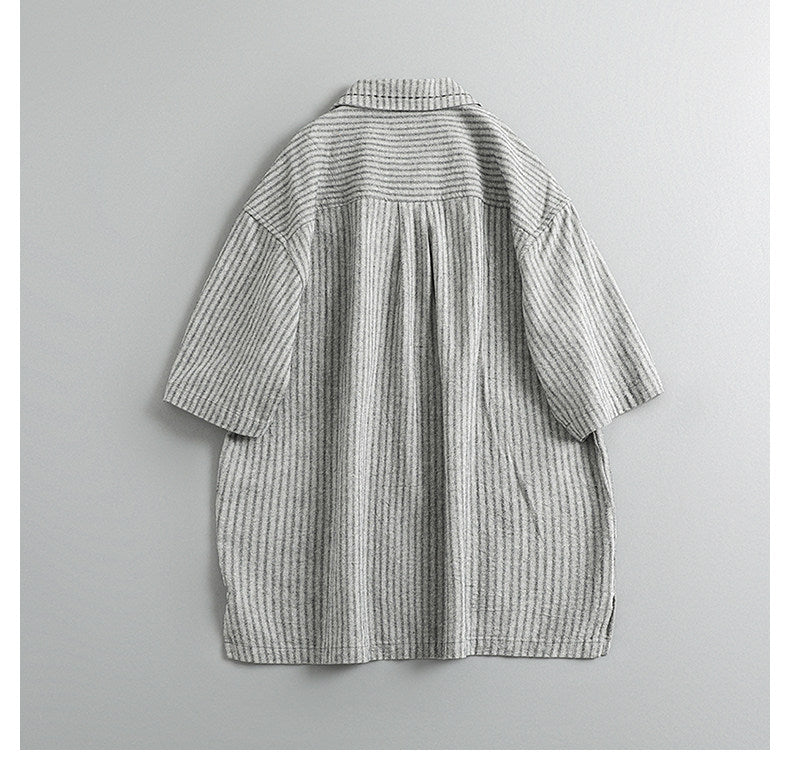 Japanese Vintage Striped Polo Shirt – Loose Fit Old Money Short Sleeve for Men – Japanese vintage | yamalin clothes | Yamalinclothes