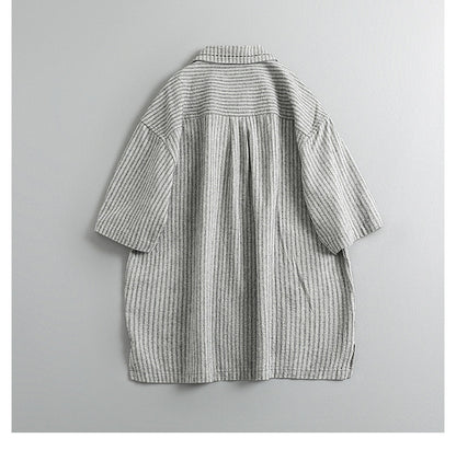 Japanese Vintage Striped Polo Shirt – Loose Fit Old Money Short Sleeve for Men – Japanese vintage | yamalin clothes | Yamalinclothes