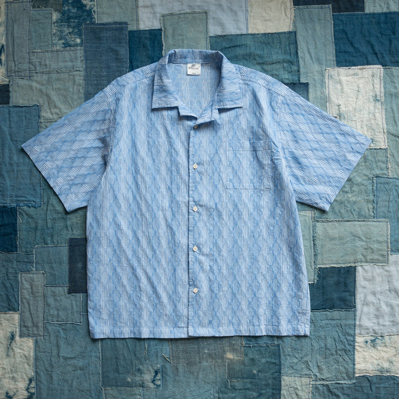 Diamond Texture Striped Short Sleeve Shirt - Loose Casual Versatile Summer Shirt for Men