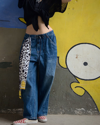 Japanese Retro Washed Balloon Wide-Leg Denim Trousers – Loose Cropped Unisex Streetwear – Japanese vintage | yamalin clothes | Yamalinclothes