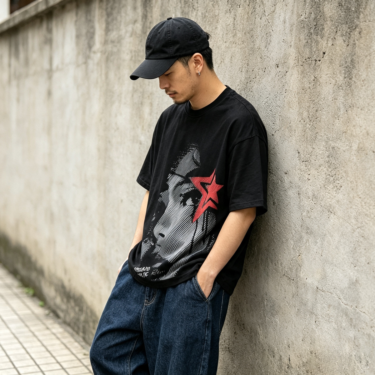 DTG Hip-Hop Graphic Tee – Men's American Retro High Street Short Sleeve T-Shirt – Short-sleeved T-shirt | japanese streetwear | vintage workwear | unisex | Yamalinclothes