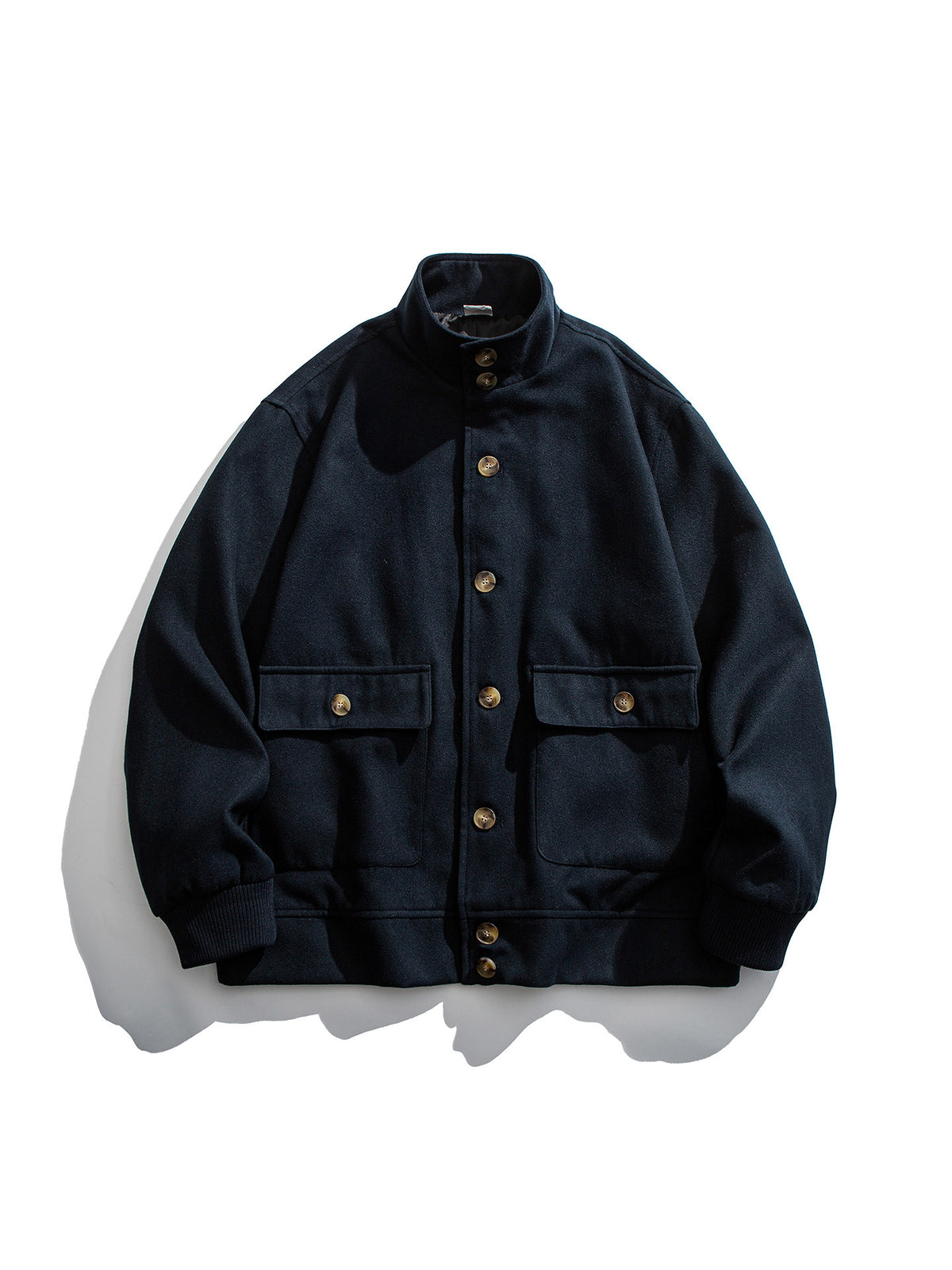 Wool Blend Stand Collar Utility Jacket – American Vintage Minimalist Loose Unisex – Coats Jackets | japanese streetwear | vintage workwear | unisex | Yamalinclothes