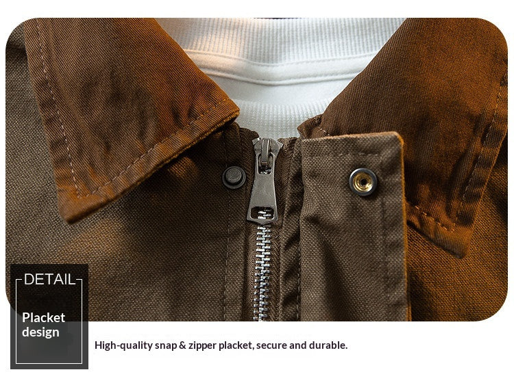 Vintage Washed Detroit Shooting Jacket – Pure Cotton Unisex Spring Autumn