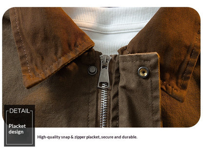 Vintage Washed Detroit Shooting Jacket – Pure Cotton Unisex Spring Autumn
