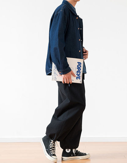 Vintage Denim Work Shirt Jacket – Loose Fit Japanese Style Cargo Shirt for Men – Japanese vintage | yamalin clothes | Yamalinclothes
