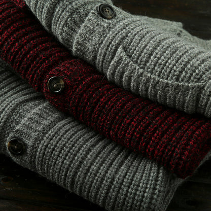 Wool Stand-Collar Knit Cardigan – Thickened Oversized Unisex