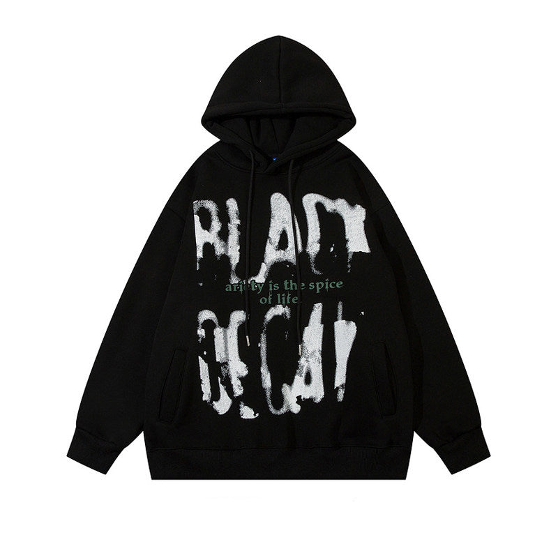 Fuzzy Letter Print Fleece Hoodie – Heavy Oversized Unisex