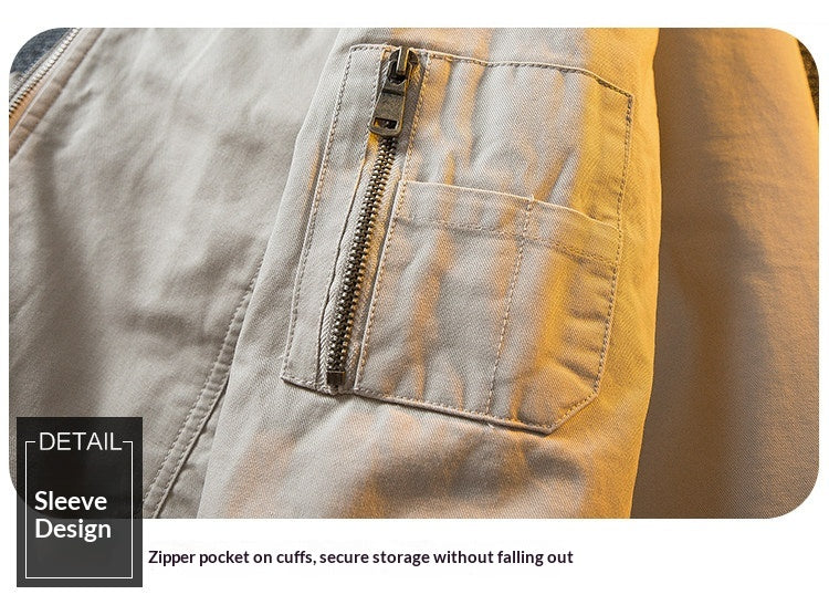 Lambswool Stand Collar Workwear Bomber Jacket – Fleece Lined Unisex Winter