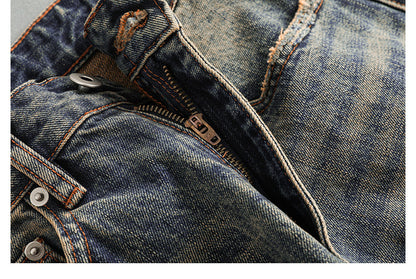 Washed Wide-Leg Straight Jeans – Japanese Vintage Loose Unisex – Pants | japanese streetwear | vintage workwear | unisex | Yamalinclothes