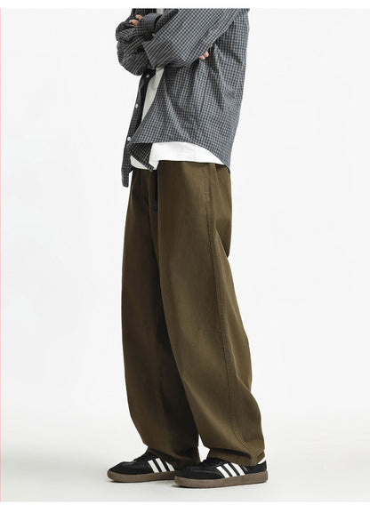 Paratrooper Cargo Pants – Loose Straight Drawstring Casual Trousers Men