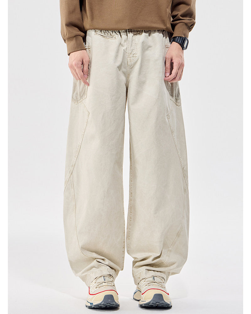 Washed Vintage Loose Tapered Pants – Men's Heavyweight Casual Trousers