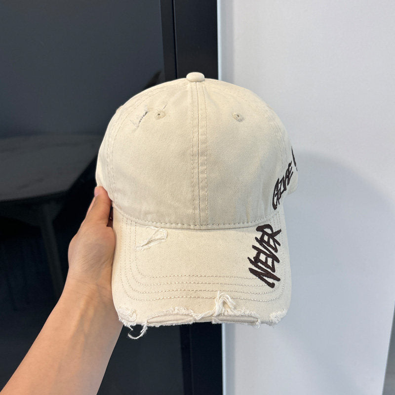 Washed Distressed Denim Baseball Cap – Embroidered Adjustable Unisex